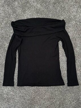 BA&SH Bardot Top Black Off the Shoulder Shirt